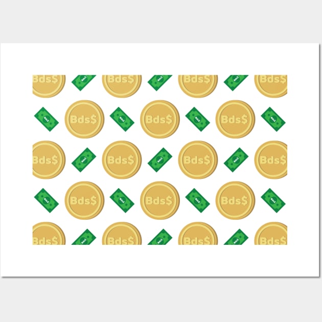 Barbados’s Barbadian dollar Bsd$ code BBD banknote and coin pattern wallpaper Wall Art by FOGSJ